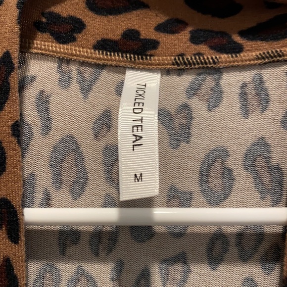 Tickled Teal Leopard Print Cardigan - Picture 2 of 3
